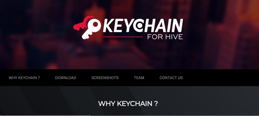 HIVE Keychain公式サイトのトップ画面